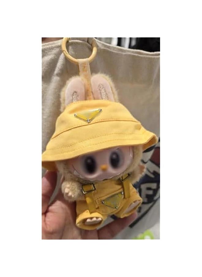 17cm Labubu Clothes Set, Hat u0026 Overalls Set for 17cm Labubu Accessories Suit, Cute Clothes for Dress up Unique Style (Yellow Triangle)