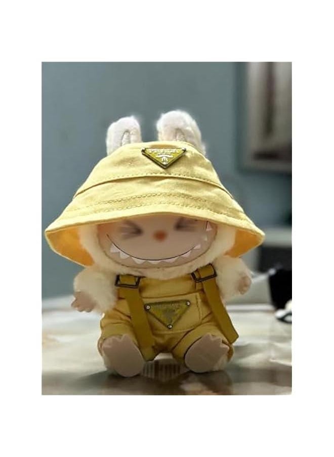 17cm Labubu Clothes Set, Hat u0026 Overalls Set for 17cm Labubu Accessories Suit, Cute Clothes for Dress up Unique Style (Yellow Triangle)