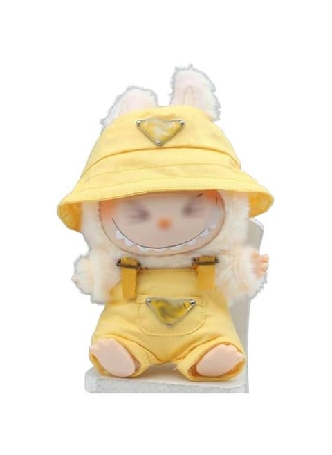 17cm Labubu Clothes Set, Hat u0026 Overalls Set for 17cm Labubu Accessories Suit, Cute Clothes for Dress up Unique Style (Yellow Triangle)