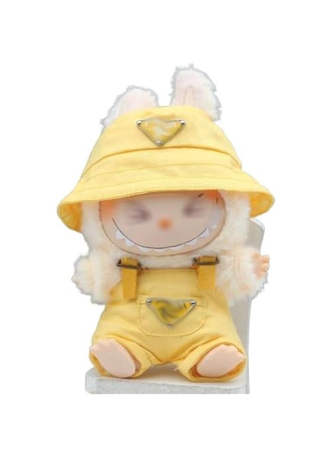 17cm Labubu Clothes Set, Hat u0026 Overalls Set for 17cm Labubu Accessories Suit, Cute Clothes for Dress up Unique Style (Yellow Triangle)