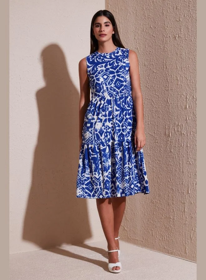 ليلا فستان نسائي بدون أكمام بقصة عادية بنقوش ليلى