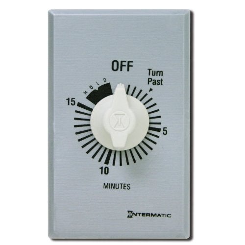 Intermatic FF15MH 15-Minute Spring Loaded Wall Timer, Brushed Metal Finish - Image 1