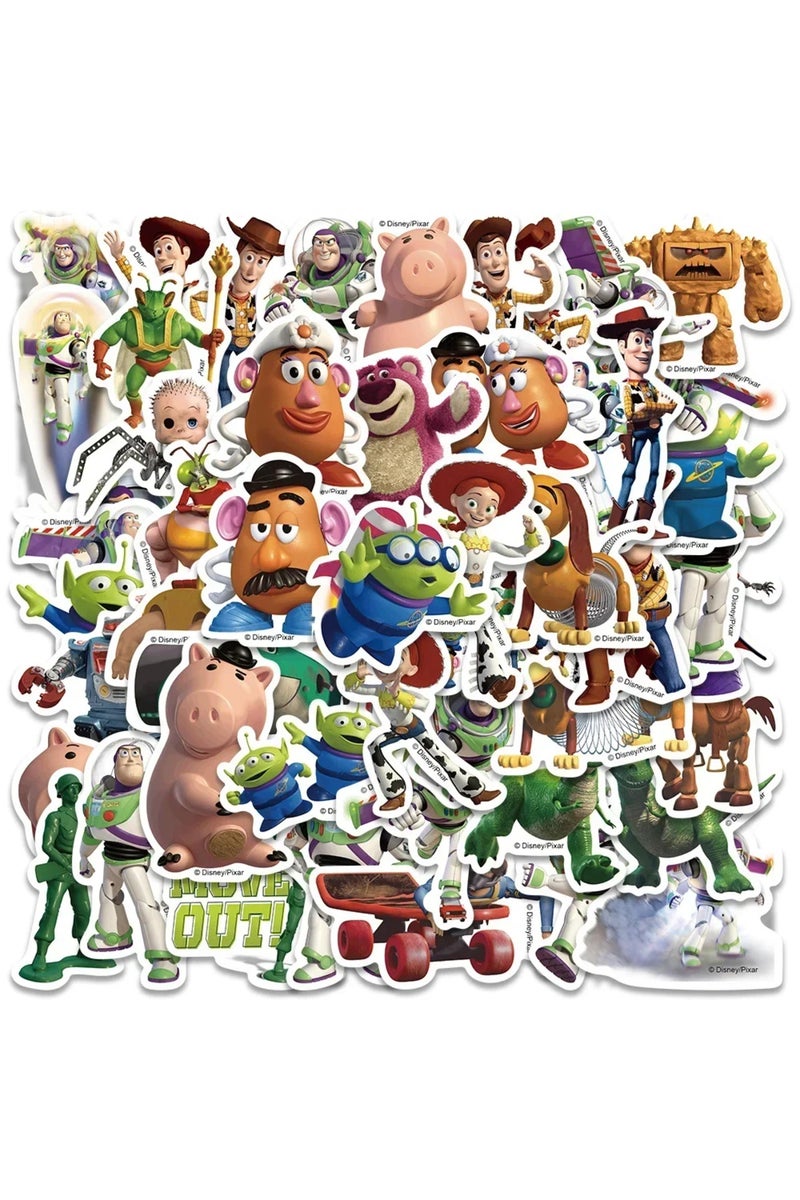DSN-018-50pcs 50 قطعة ملصقات ديزني ثلاثية الأبعاد من فيلم حكاية لعبة، ملصقات باز لايت يير الفضائية، ملصقات جرافيتي كرتونية
