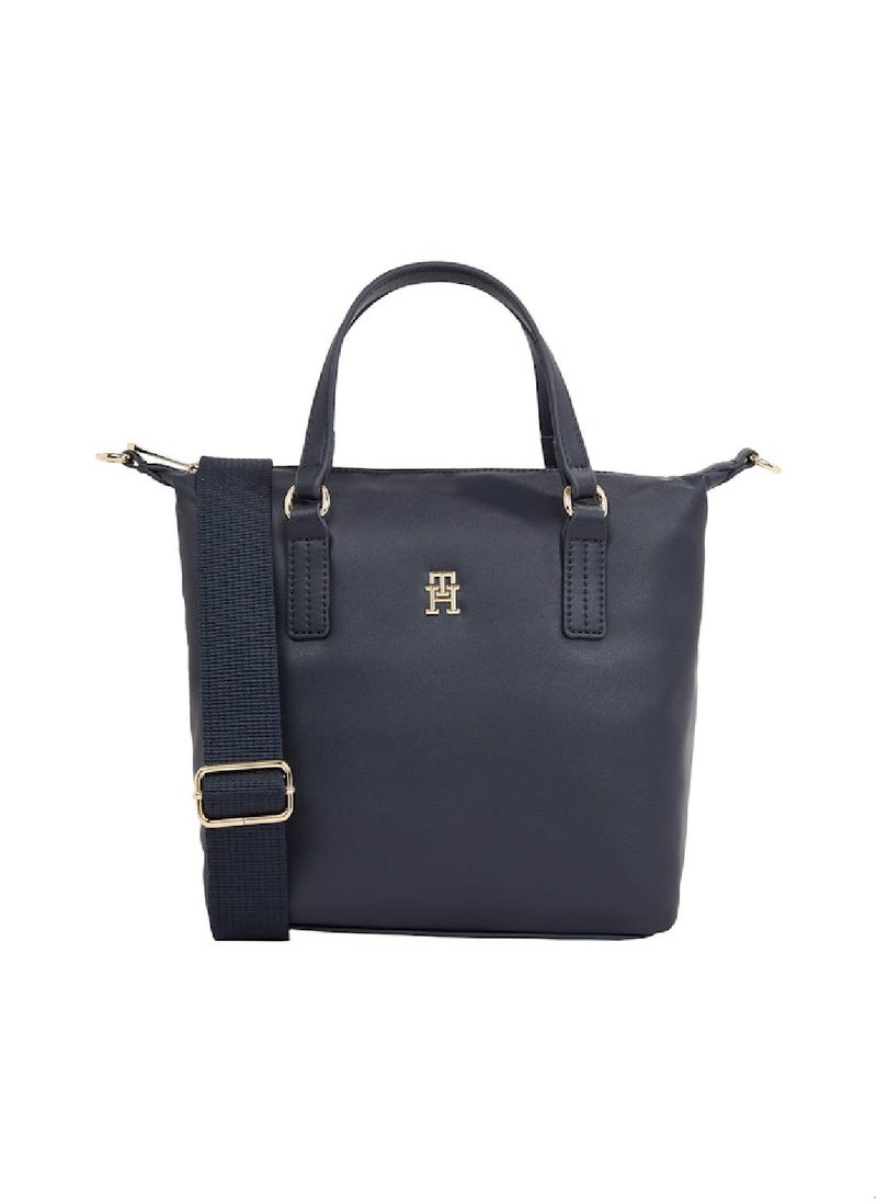 TOMMY HILFIGER Women's Th Monogram Tote, Blue- Recycled Polyester  - Image 1