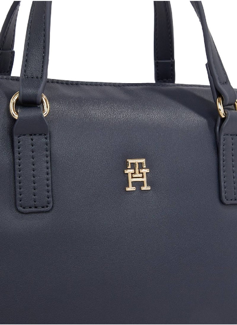 TOMMY HILFIGER Women's Th Monogram Tote, Blue- Recycled Polyester  - Image 4