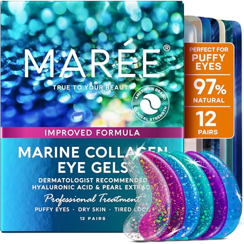 MAREE Eye Gels  Pads Under Eye Patches for Puffy Eyes and Dark Circles with Collagen  Hyaluronic Acid  Anti Wrinkles Under Eye Masks Skincare Treatment for Puffiness  Bags  Parches Para Ojeras