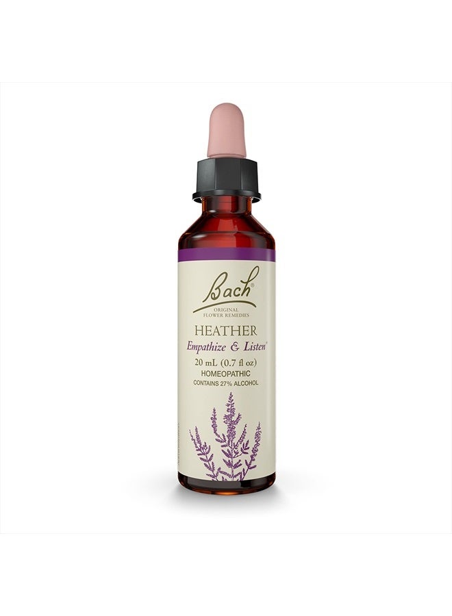 Bach Original Flower Remedies, Heather for Empathy, Natural Homeopathic Flower Essence, Holistic Wellness, Vegan, 20mL Dropper  - Image 1