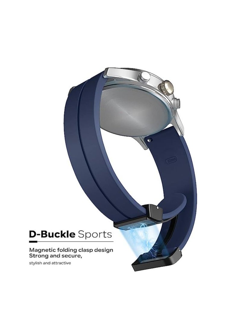 Generic 22mm Silicone Strap With Magnetic Folding Buckle For Xiaomi Watch Color Sport Color 2 S1 Active/ Huami Amazfit GTR 47mm GTR 3 Pro - Blue  - Image 3