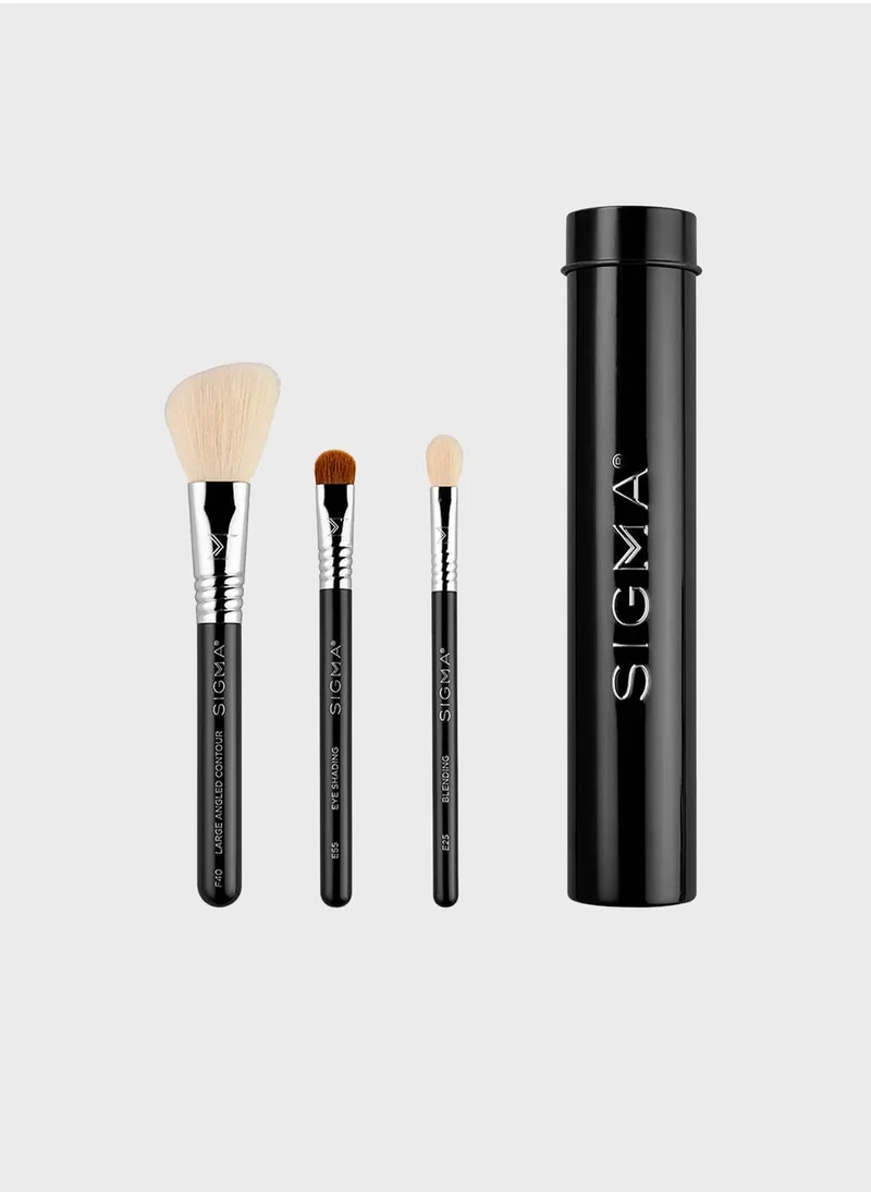 Sigma Beauty Essential Trio Brush Set- Black