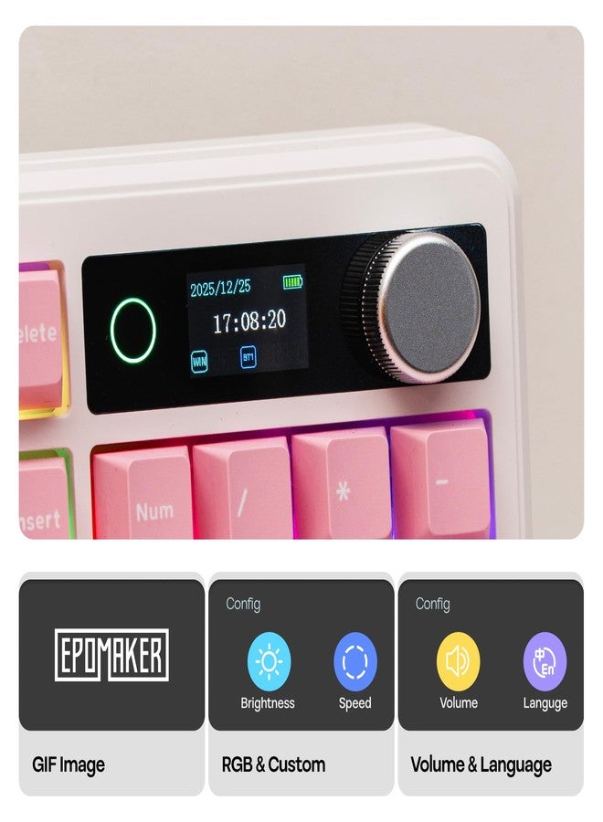 ابوماكر لوحة مفاتيح EPOMAKER TH99 PRO الميكانيكية بنسبة 96% مع شاشة ومقبض، بطارية 10000 مللي أمبير، 2.4 جيجاهرتز/بلوتوث، تبديل سريع، برنامج تشغيل مخصص، إضاءة خلفية RGB، غطاء مفاتيح PBT، لوحة مفاتيح ألعاب لاسلكية لأجهزة الكمبيوتر الشخصية/ماك (وردي، هادئ بلون ملح البحر) - Image 3