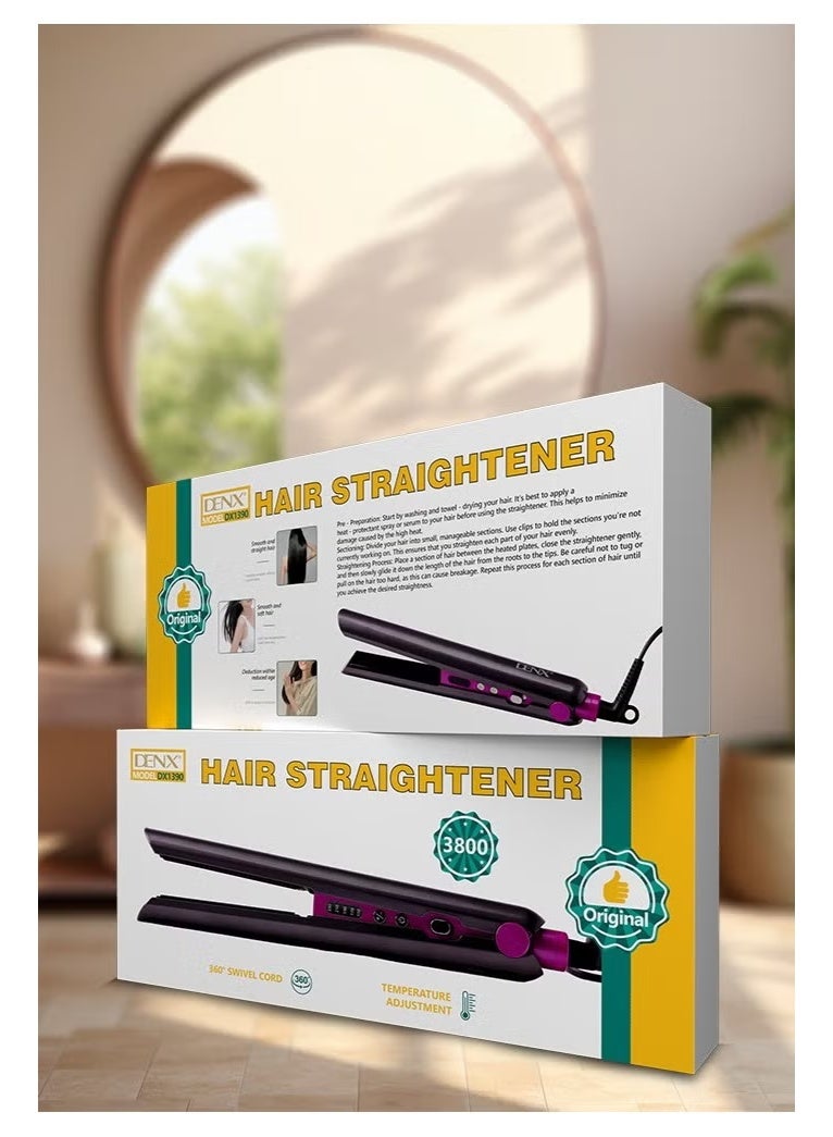 Denx Hair Straightener with Rapid Heating, Ceramic & Tourmaline Coated Plates, Adjustable Temperature Control, Smooth Glide Styling Tool for Frizz Control and Long Lasting Shine - Image 3