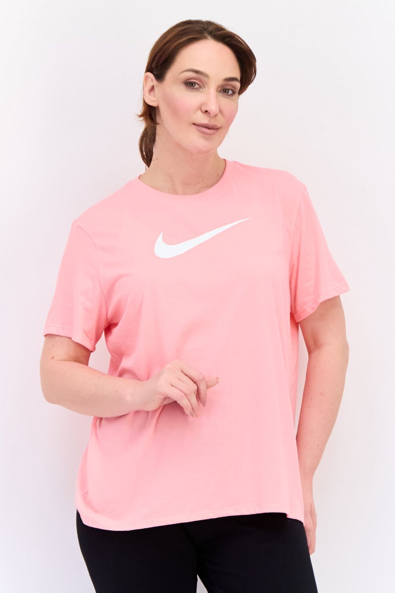 Nike Women Dri Fit Brand Logo Short Sleeves Training T-Shirt, Pink - Image 1