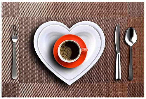 Baskety (Set of 4 PCS) Colorful Place Mats Dining Tablemates Washable Heat Resistant. (Brown) - Image 2
