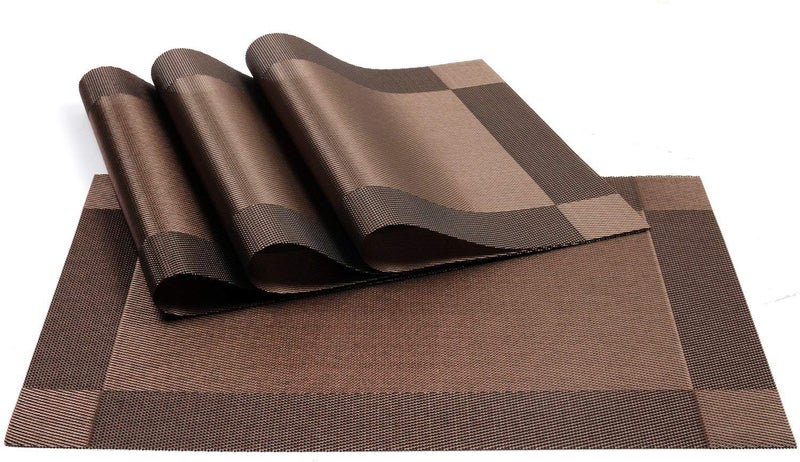 Baskety (Set of 4 PCS) Colorful Place Mats Dining Tablemates Washable Heat Resistant. (Brown) - Image 1