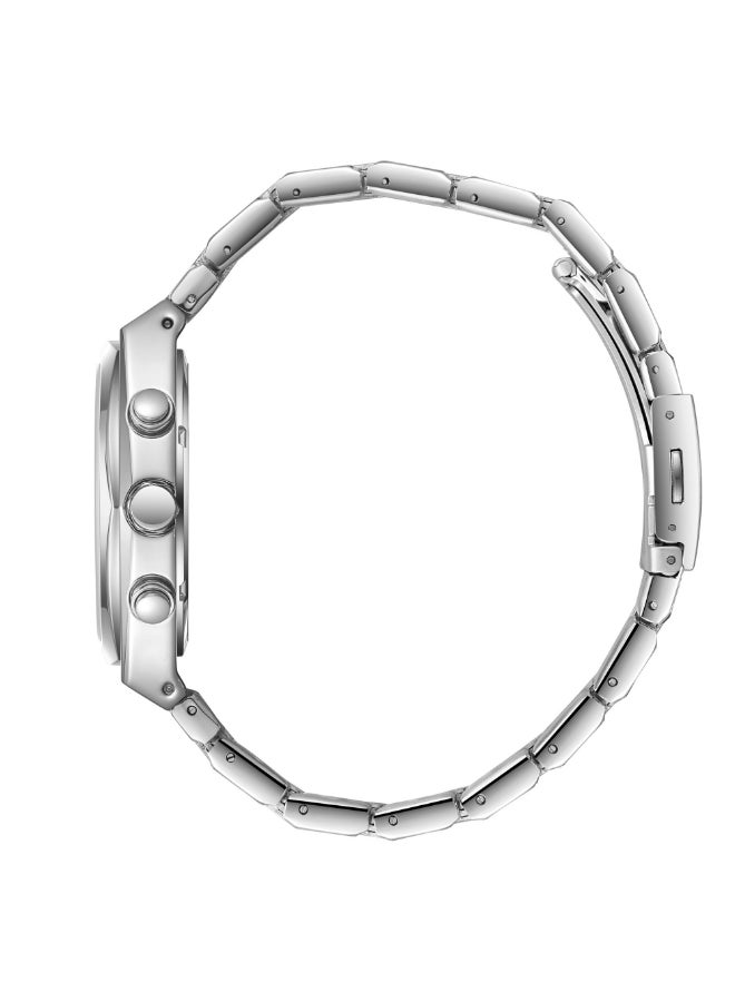 سلازنجر ساعة رجالية متعددة الوظائف بسوار معدني فضيذهبي - Image 3