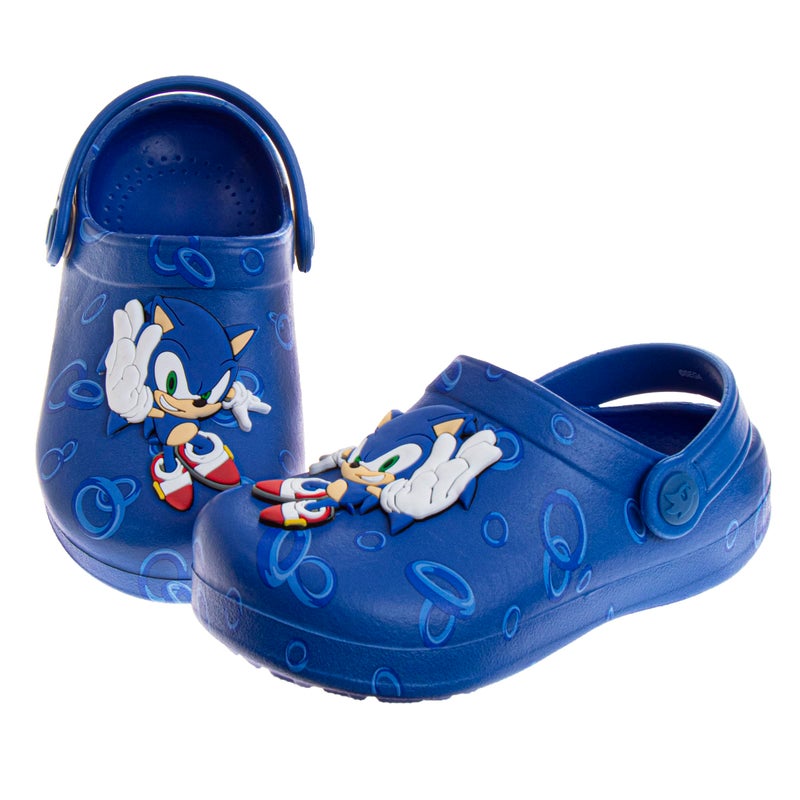 Josmo Kids Sonic Clog Sandal Waterproof Slip-On Slides for Boys - Sonic The Hedgehog Closed Toe Clogs with Backstrap - Blue (Size 7-8 Toddler) - Image 1