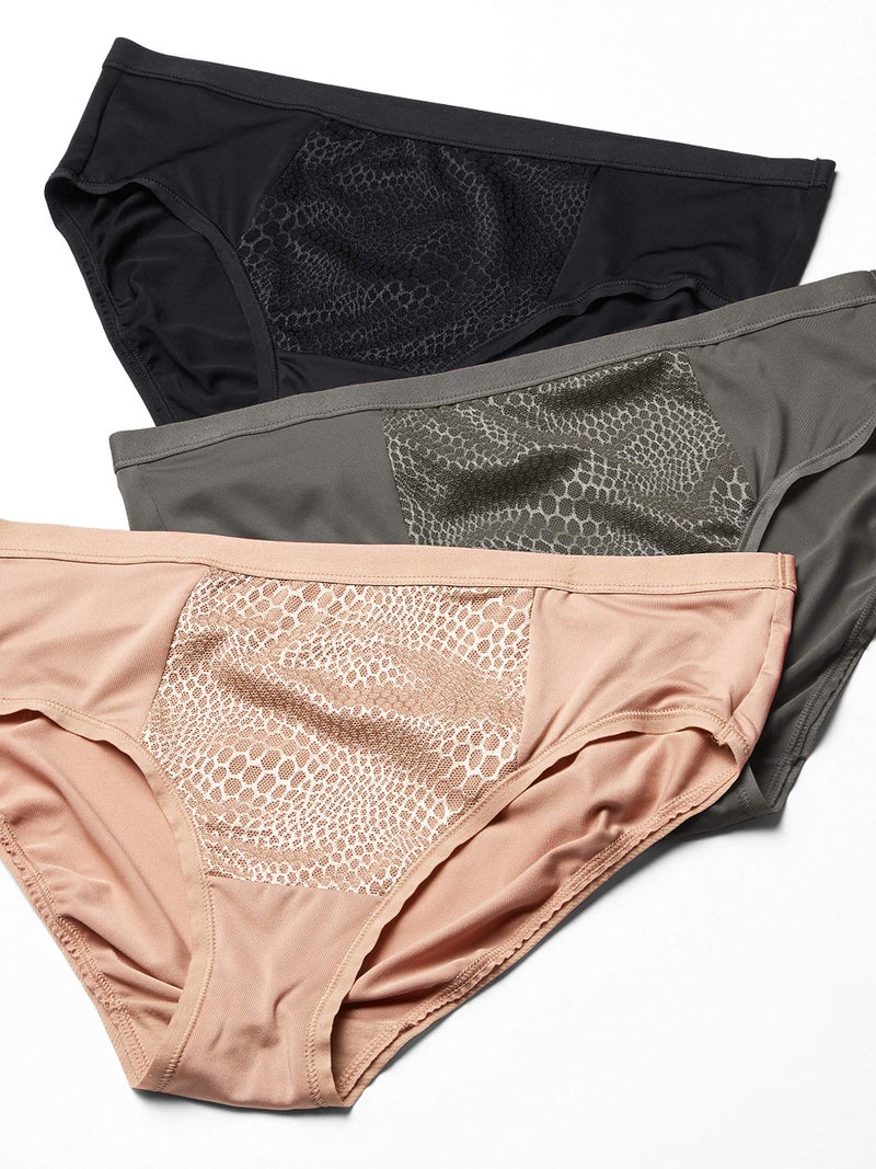 Warner's womens Blissful Benefits Tummy-smoothing Comfort Microfiber 3-pack Ru5023w Hipster Panties, Stone/Toasted Almond/Black, Small US - Image 3