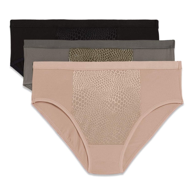 Warner's womens Blissful Benefits Tummy-smoothing Comfort Microfiber 3-pack Ru5023w Hipster Panties, Stone/Toasted Almond/Black, Small US - Image 1
