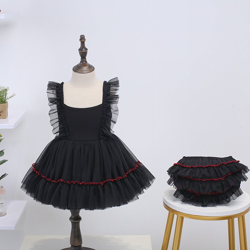 Childrens Lolita Princess Dress Girls New Tutu Dress 2 Generation Convex Dress Strap dress Childrens Wear Baby Dress Black Culottes