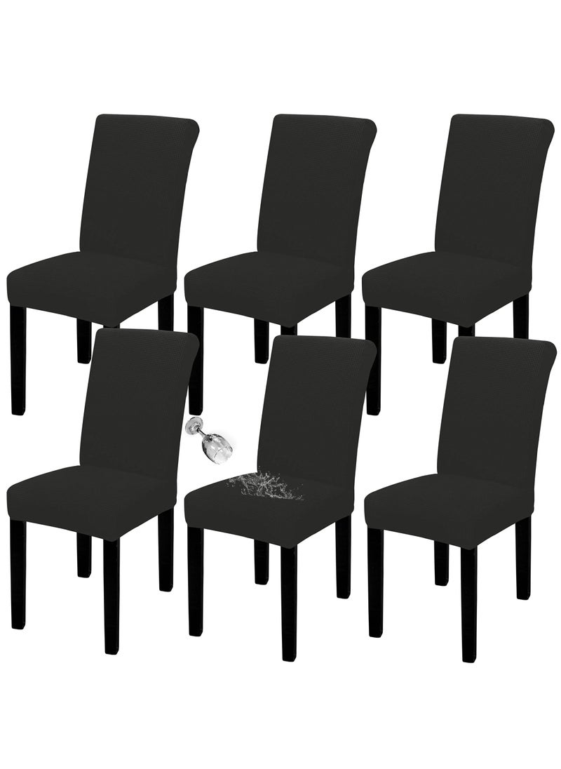 Easy-Going EasyGoing 100 Waterproof Dining Room Chair Cover Set of 6 Stretch Jacquard Parson Chair Slipcover Removable Washable Chair Protector for Home Restaurant Banquet XLarge Black 