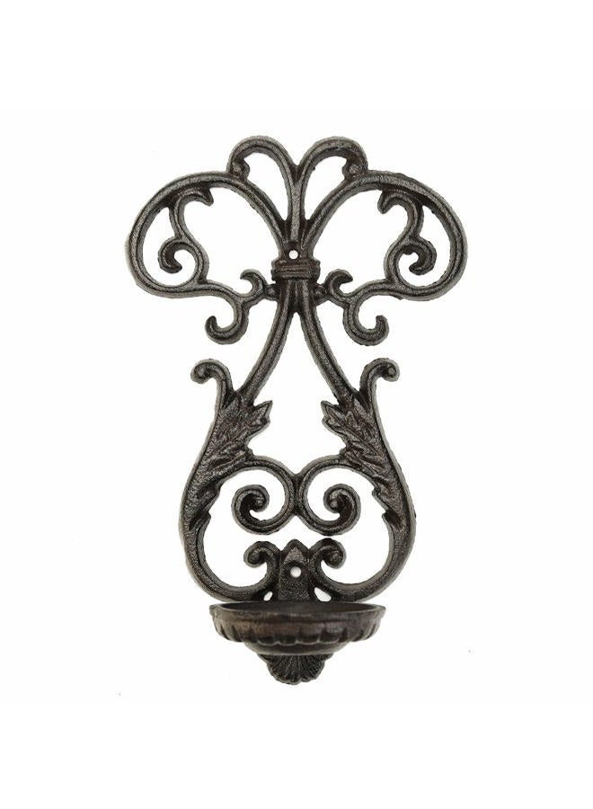 Sungmor Cast Iron Wall Hanging Sconce Tealight Pillar Candlesticks Holder - Vintage Simple Style Emblem Shape Home Candle Display Holder - Handmade Art Candle Stand Decor for Indoor Outdoor - Image 1