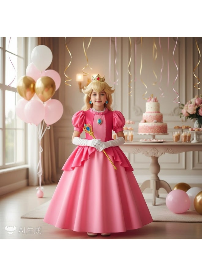 Y&D Princess Dress Set with Accessaries, Gorgeous Princess Costume with Puff Sleeves, Elegant Princess Dress Up Costume for Girls, Great for Fancy Dress Parties, Birthdays, Prom Outfits and Cosplay Activities - Image 1