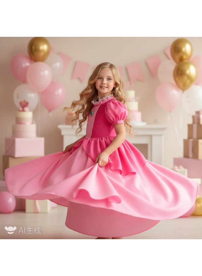 Y&D Princess Dress Set with Accessaries, Gorgeous Princess Costume with Puff Sleeves, Elegant Princess Dress Up Costume for Girls, Great for Fancy Dress Parties, Birthdays, Prom Outfits and Cosplay Activities - Image 3