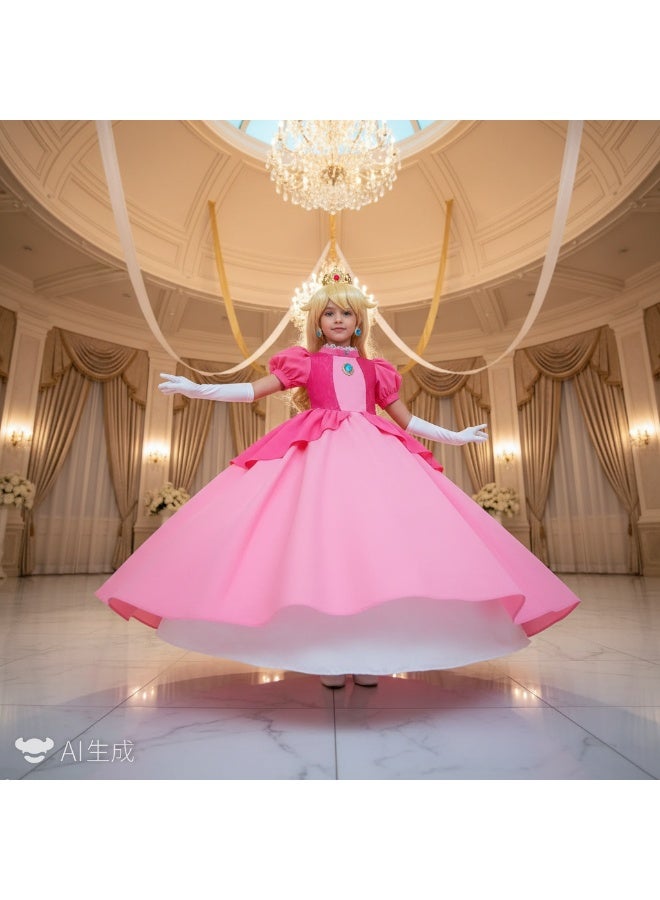 Y&D Princess Dress Set with Accessaries, Gorgeous Princess Costume with Puff Sleeves, Elegant Princess Dress Up Costume for Girls, Great for Fancy Dress Parties, Birthdays, Prom Outfits and Cosplay Activities - Image 4