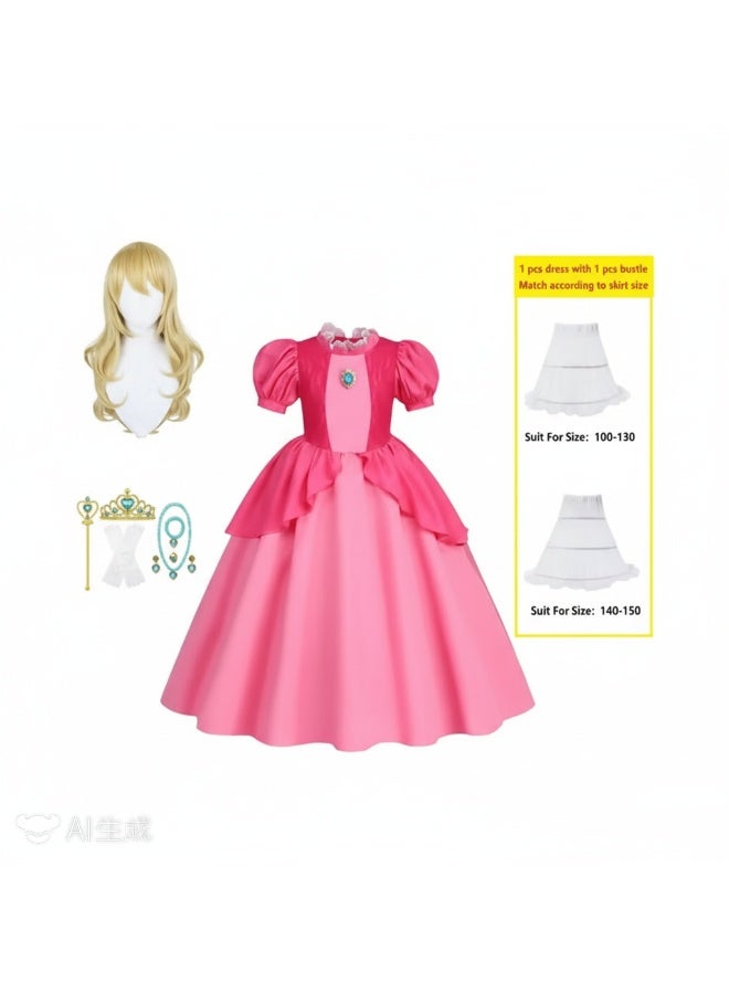 Y&D Princess Dress Set with Accessaries, Gorgeous Princess Costume with Puff Sleeves, Elegant Princess Dress Up Costume for Girls, Great for Fancy Dress Parties, Birthdays, Prom Outfits and Cosplay Activities - Image 5