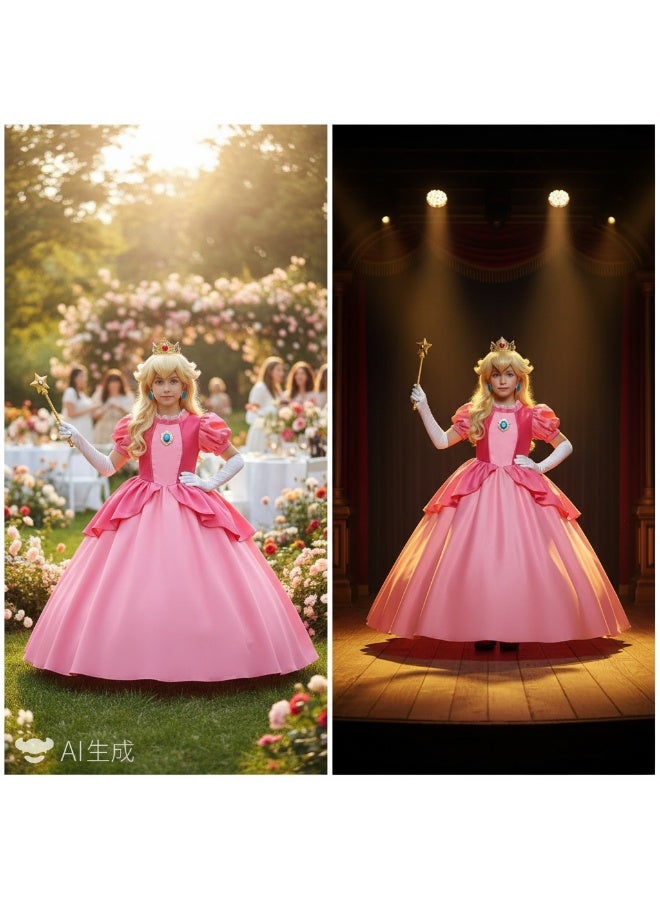 Y&D Princess Dress Set with Accessaries, Gorgeous Princess Costume with Puff Sleeves, Elegant Princess Dress Up Costume for Girls, Great for Fancy Dress Parties, Birthdays, Prom Outfits and Cosplay Activities - Image 2