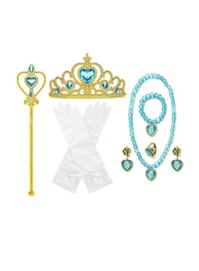 Bluejw Princess Dress Set with Accessaries, Gorgeous Princess Costume with Puff Sleeves, Elegant Princess Dress Up Costume for Girls, Great for Fancy Dress Parties, Birthdays, Prom Outfits and Cosplay Activities - Image 3