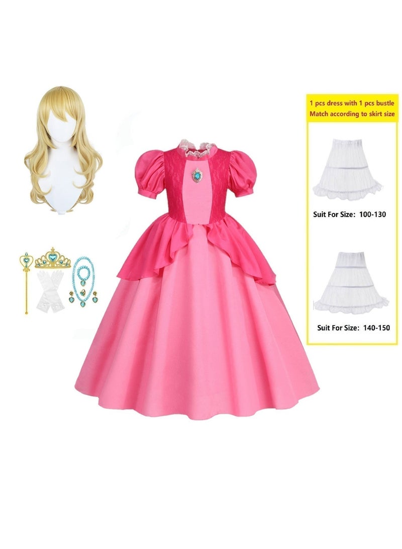 Bluejw Princess Dress Set with Accessaries, Gorgeous Princess Costume with Puff Sleeves, Elegant Princess Dress Up Costume for Girls, Great for Fancy Dress Parties, Birthdays, Prom Outfits and Cosplay Activities - Image 2
