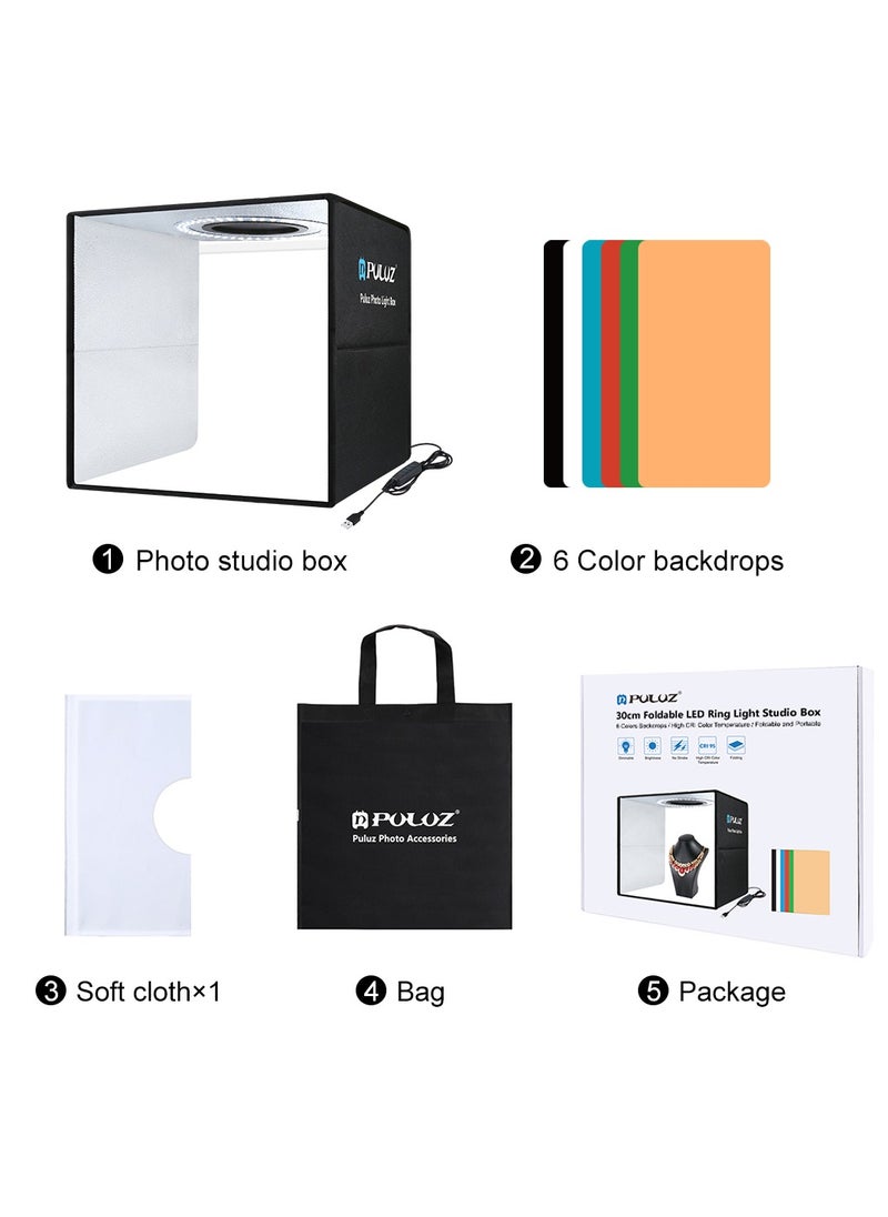 PULUZ - 11.8 inch Foldable Photography Lighting Box,Lighting Studio Shooting Box Kit with 6 Colors Backdrops - Image 1