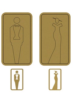 ماركة غير محددة 2 Pcs Toilet Signs, Premium Funny Bathrooms Signs, Door Restroom Sign Ladies Gents Toilet Sign Wall Stickers, for Bathroom, Hotel, Restaurant, 11 x 20CM  - Image 1