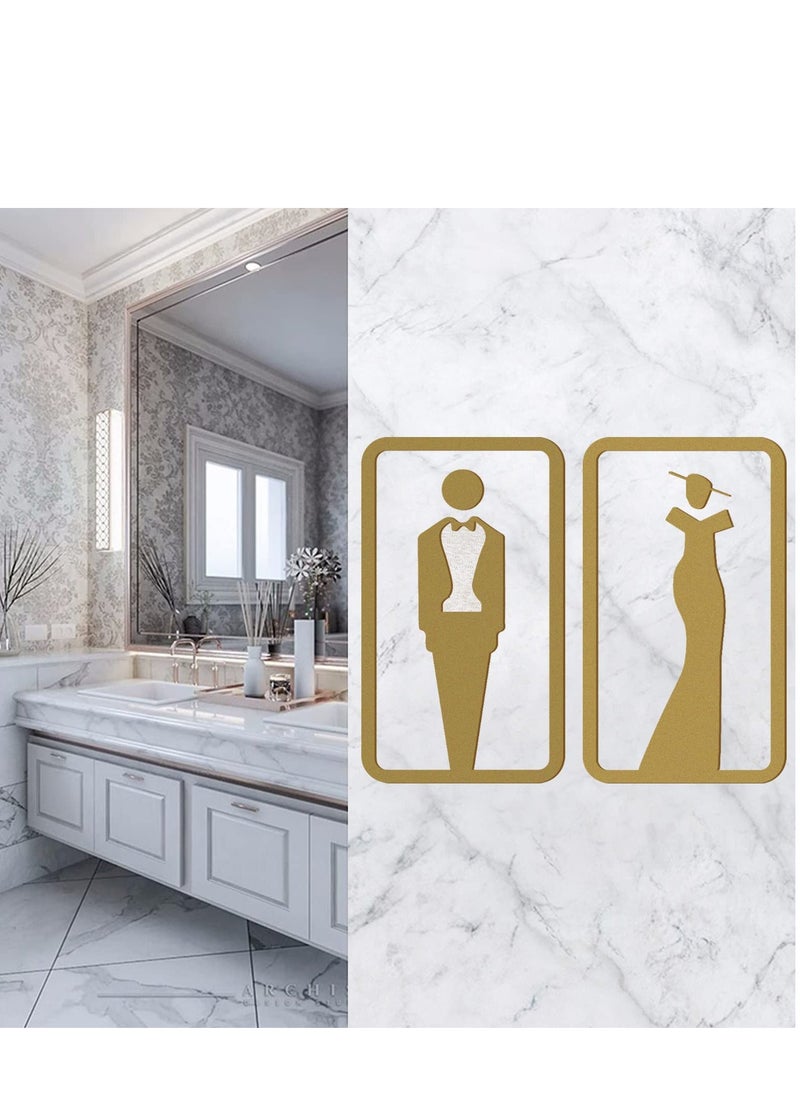ماركة غير محددة 2 Pcs Toilet Signs, Premium Funny Bathrooms Signs, Door Restroom Sign Ladies Gents Toilet Sign Wall Stickers, for Bathroom, Hotel, Restaurant, 11 x 20CM  - Image 4