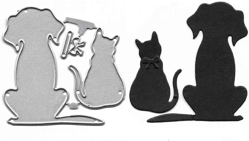 Dog Cats Die Cut for Card Making Animal Metal Cutting Dies Congratulations Die Cuts Embossing Stencils Template for DIY ScrapBooking Decor Wedding Birthday Blessing Card
