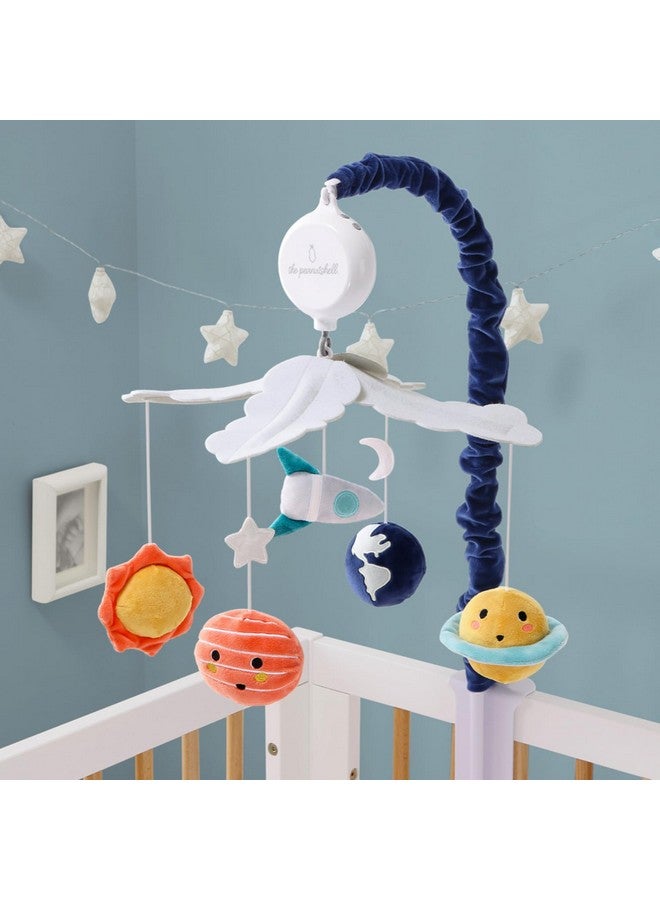 The Peanut Shell The Peanutshell Crib Mobile for Boys or Girls - White and Dark Blue Musical Baby Crib Mobile with 12 Lullabies, Planets Baby Spectacular Space Nursery Decor - Image 5