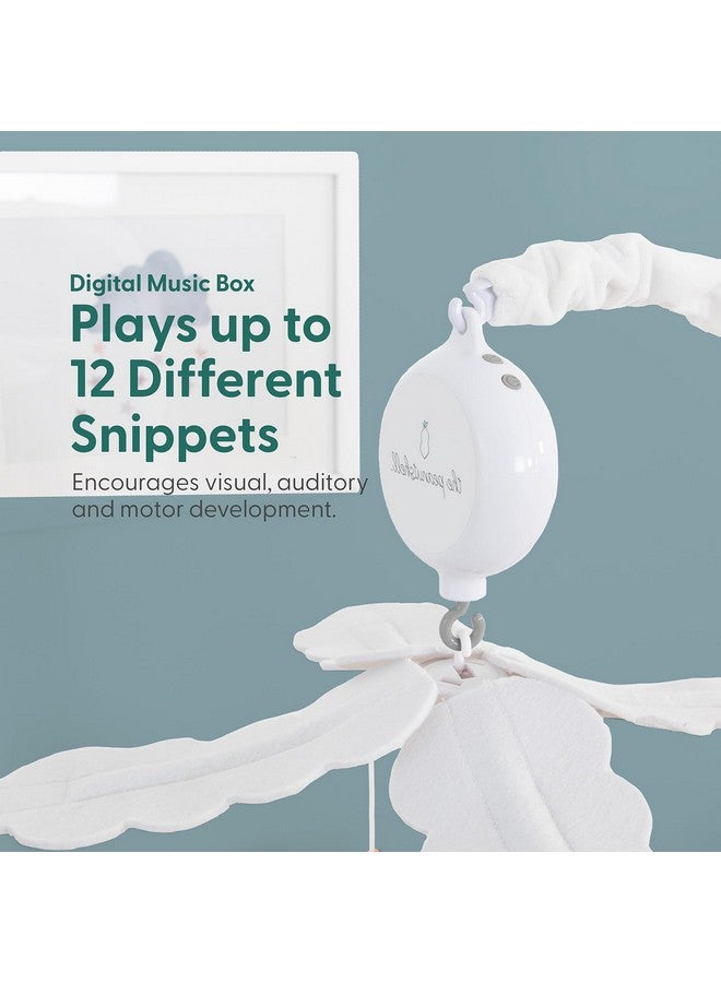 The Peanut Shell The Peanutshell Crib Mobile for Boys or Girls - White and Dark Blue Musical Baby Crib Mobile with 12 Lullabies, Planets Baby Spectacular Space Nursery Decor - Image 3