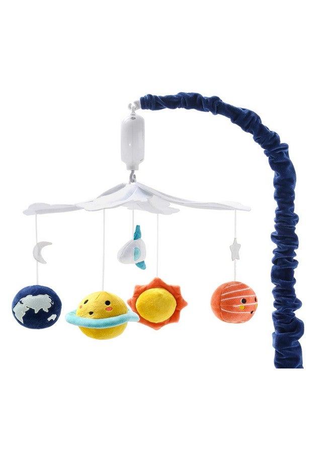 The Peanut Shell The Peanutshell Crib Mobile for Boys or Girls - White and Dark Blue Musical Baby Crib Mobile with 12 Lullabies, Planets Baby Spectacular Space Nursery Decor - Image 1