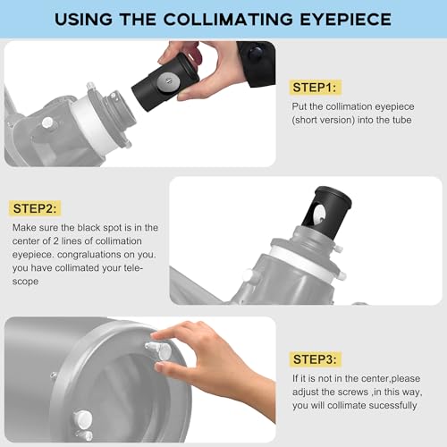 Tydeux 1.25" Metal Collimating Cheshire Eyepiece Without Laser - Short Version - for Newtonian Reflector Telescope - Image 3