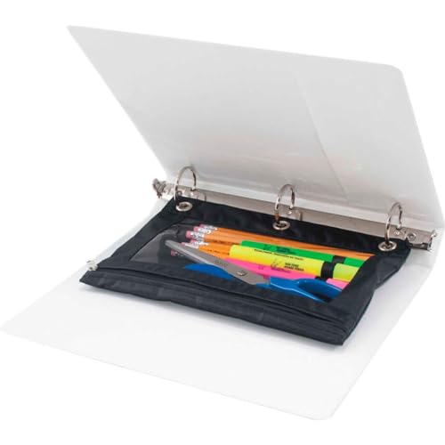 ADVANTUS Zippered Binder Pencil Pouch with Rivets, 7-3/8" x 10", Black with Clear Front, Pack of 3 (63067) - Image 5