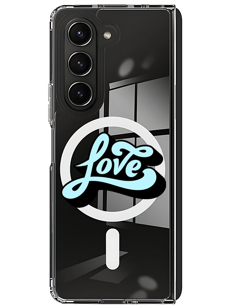 Theodor Magnetic Case for Samsung Galaxy Z Fold 5 Compatible with MagSafe Wireless Charging, Shockproof Phone Bumper Cover Be Happy-01 - Image 1