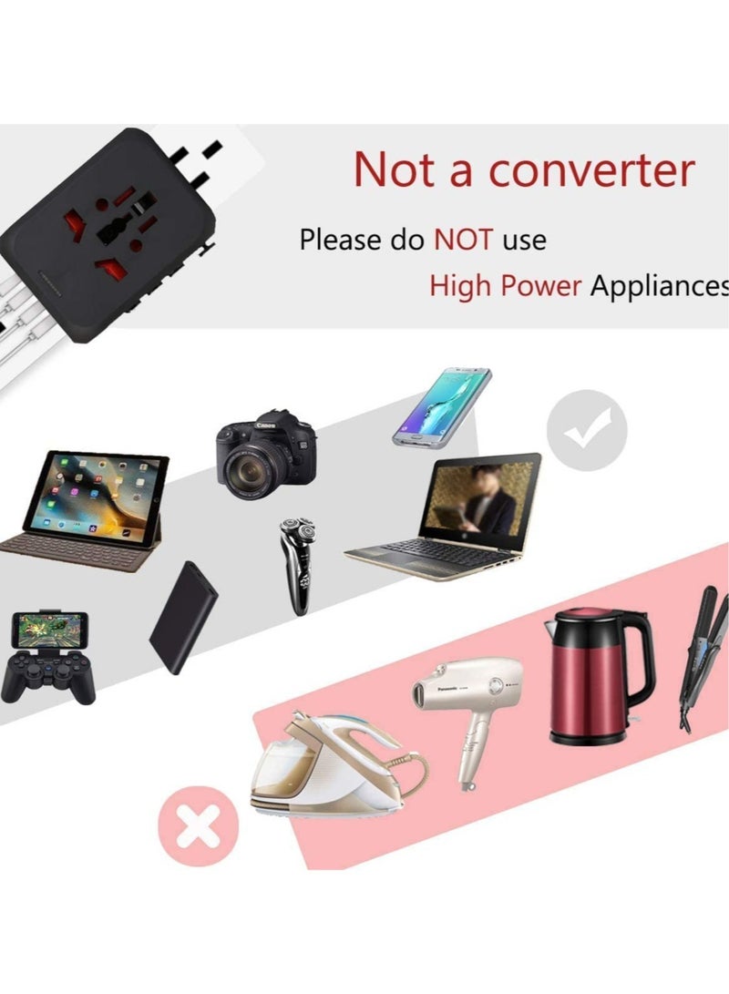 Universal Travel Adapter Plug with 3 USB & 1 Type-C Port,Fast Wall Plug Adapter Socket with UK/EU/AU/US Plugs,Multiport Charger Plug Converter