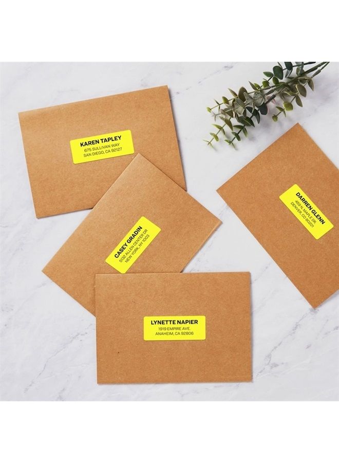 Avery Printable Address Labels with Sure Feed, 1" x 2-5/8", Neon Yellow, 750 Blank Mailing Labels (5972) - Image 5