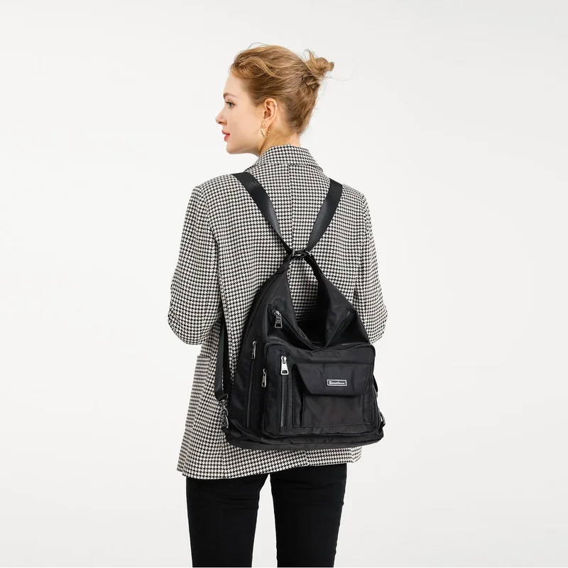 برشلونة Satin Fabric Backpack and Shoulder Bag 2129