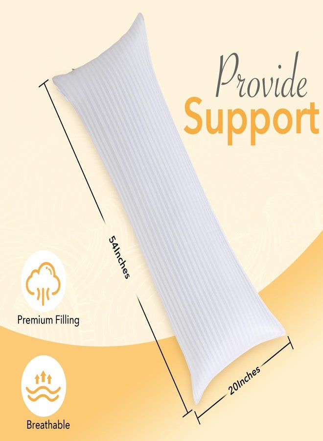 Oubonun Premium Striped Body Pillow, Breathable Cooling Cotton Cover, Soft and Fluffy 3D Down Alternative Microfiber Filled, Long Bed Pillow for Side Sleepers, 20"x54" - Image 2