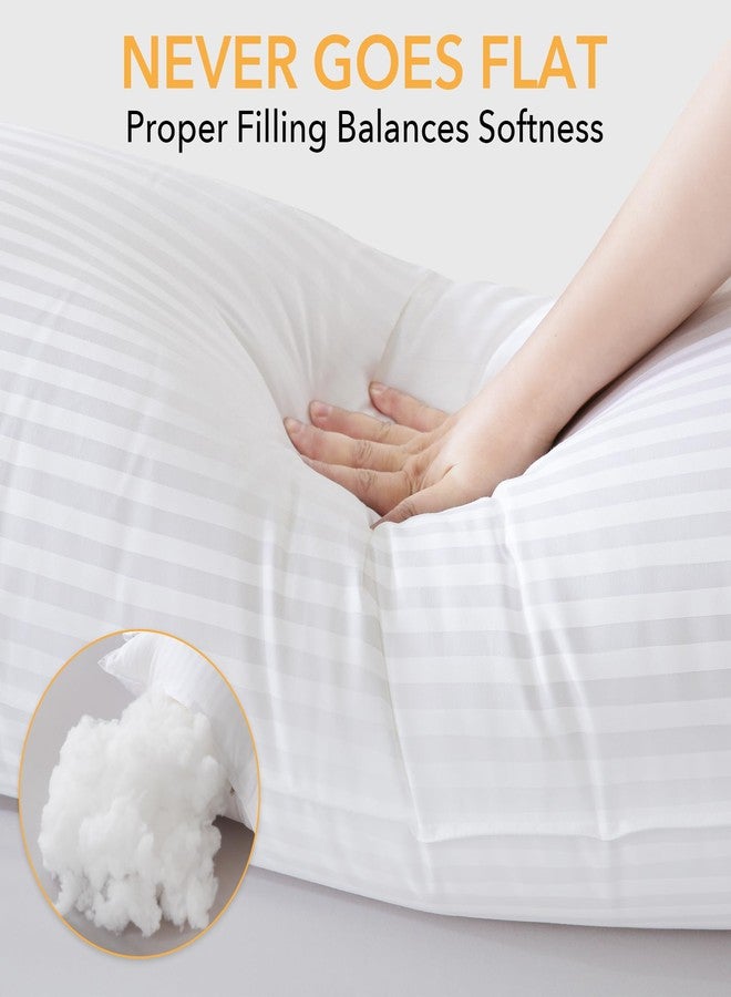 Oubonun Premium Striped Body Pillow, Breathable Cooling Cotton Cover, Soft and Fluffy 3D Down Alternative Microfiber Filled, Long Bed Pillow for Side Sleepers, 20"x54" - Image 3