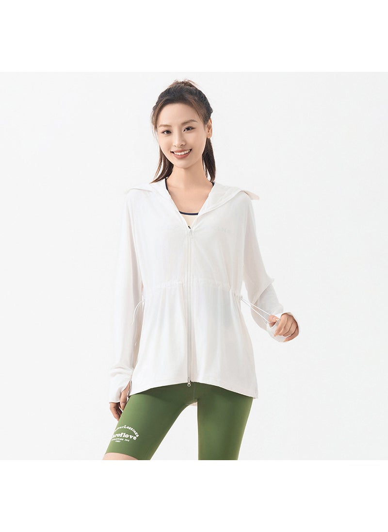 Generic UV Protective Sunscreen Jacket for Women Ivory White 