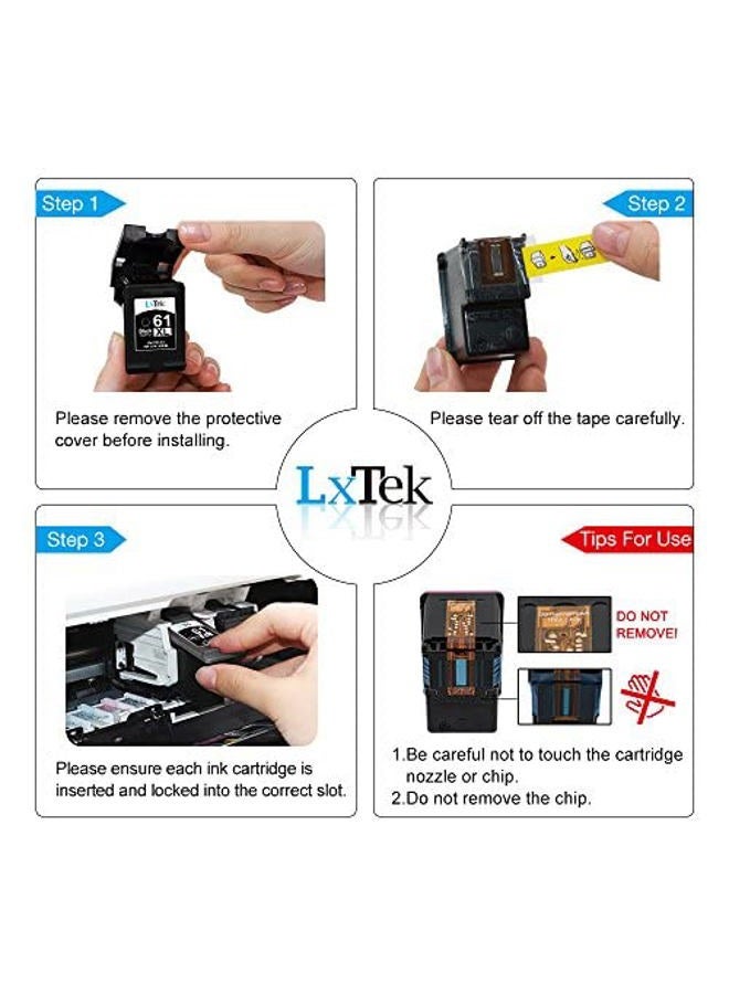 LxTek خراطيش حبر معاد تصنيعها بديل لـ HP 61XL 61 XL للاستخدام مع Envy 4500 5530 5535، DeskJet 2540 1010، OfficeJet 4632 4634، تظهر مستوى الحبر بدقة (عالية الإنتاج، 2 أسود) - Image 4