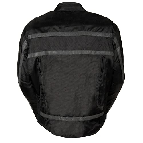 NexGen SH2095 Men's 'Racer' Black Textile Reflective Motorcycle Jacket - Large - Image 2